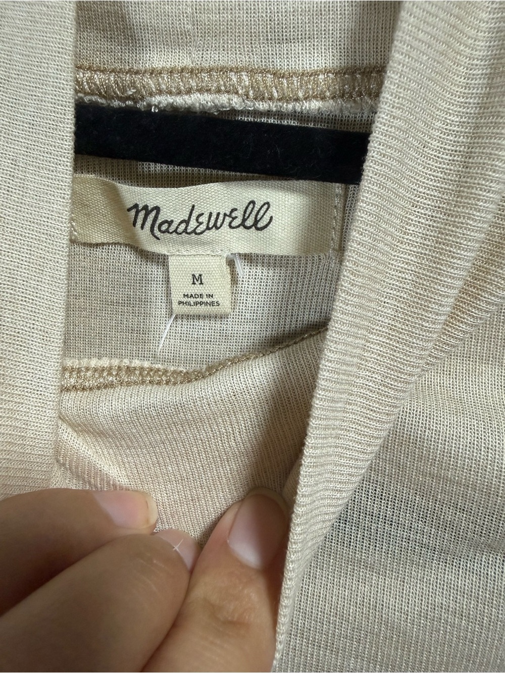 Madewell Semi-Sheer Mockneck Tee NWT Medium Hthr Light Oatmeal Long Sleeve - Picture 5 of 8